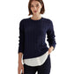 Layered Cotton-Blend Cable-Knit Sweater