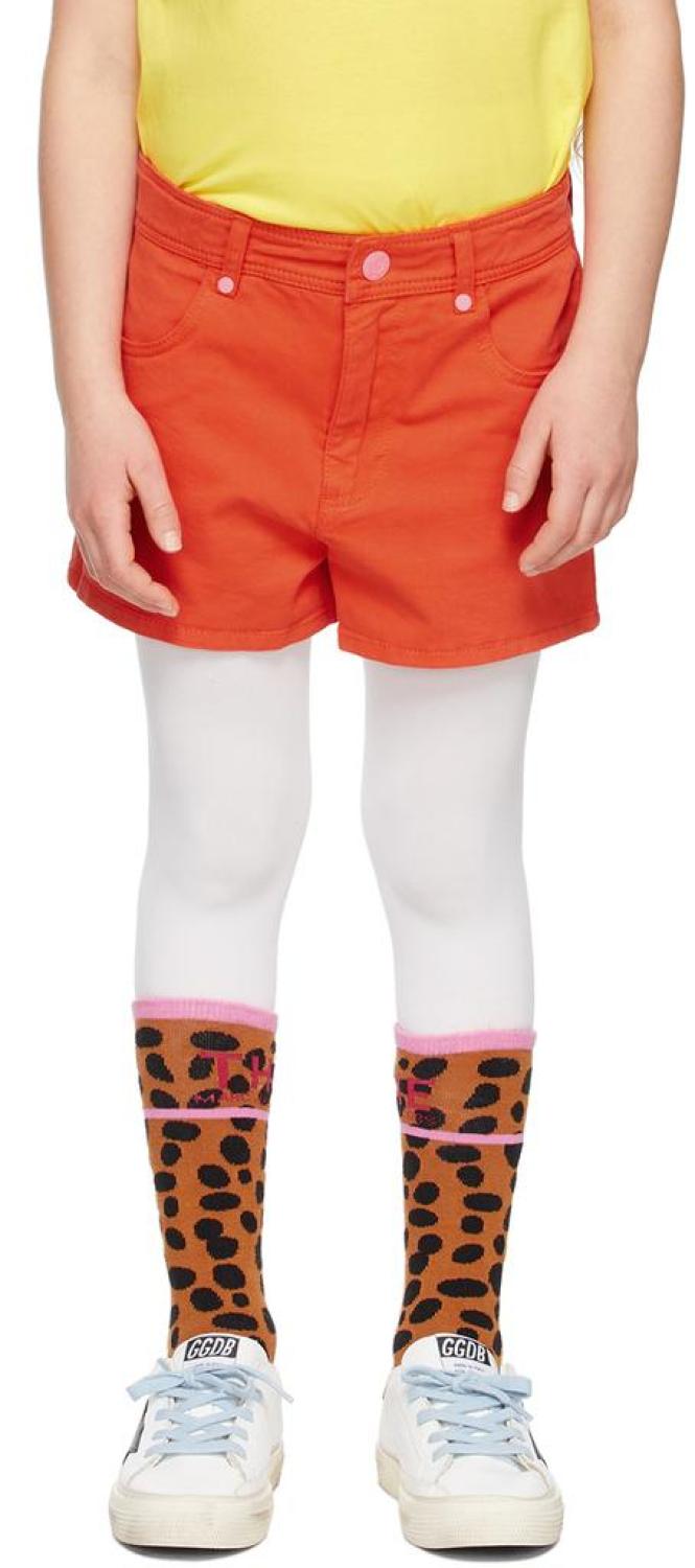 Kids Orange Hearts Shorts