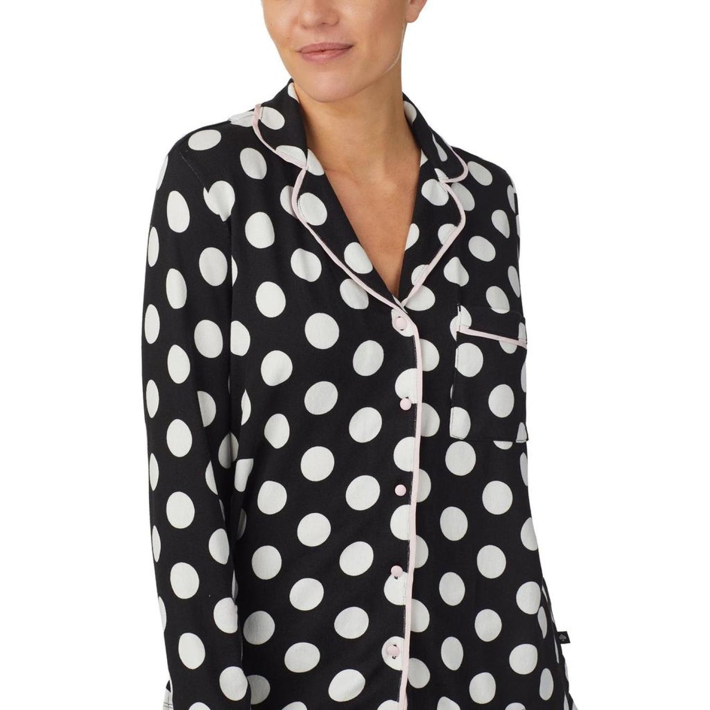 Long Sleeve Sweater Knit Notch Collar PJ Set