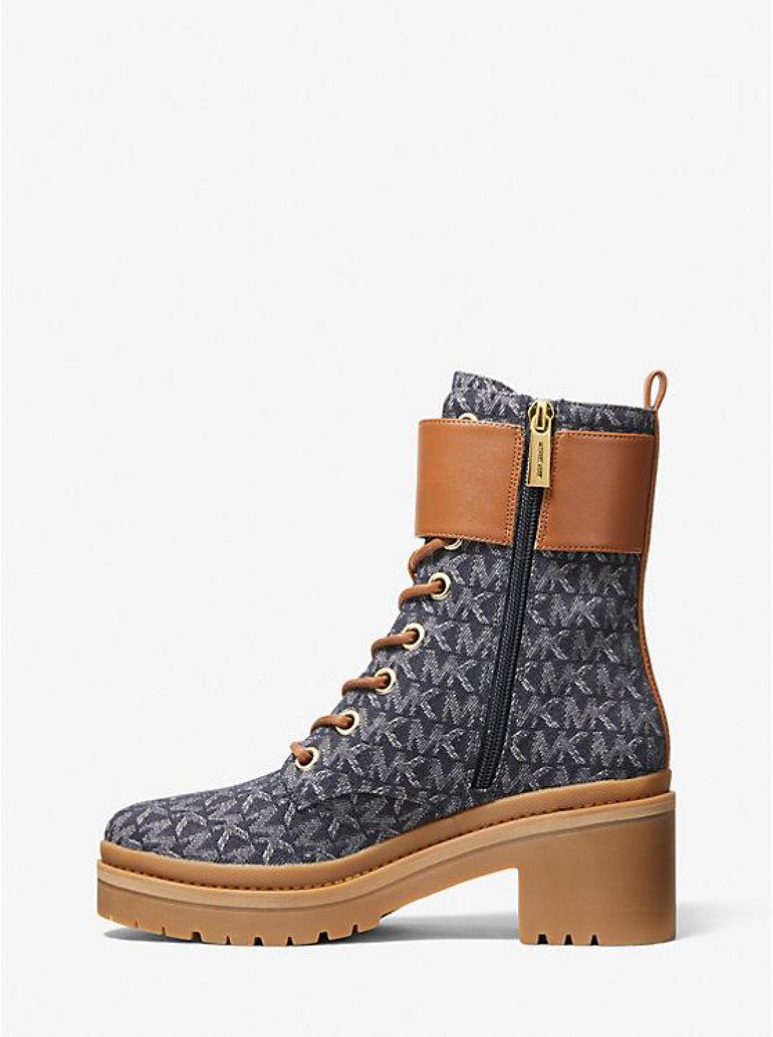 Rory Denim Logo Jacquard Combat Boot