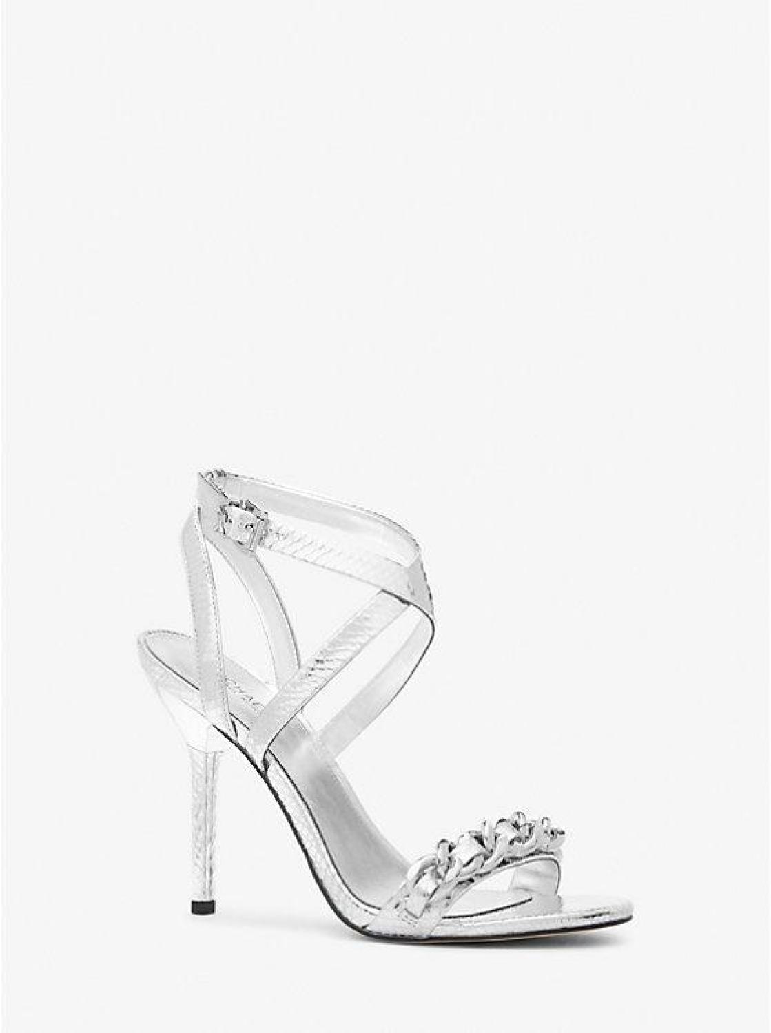 Asha Embellished Snake Embossed Leather Sandal