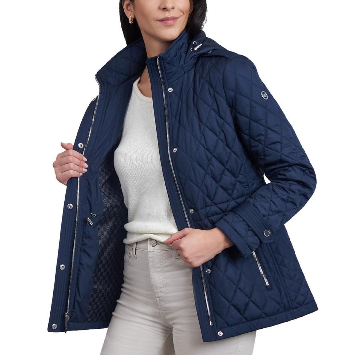 Women's Petite Quilted Hooded Anorak Coat