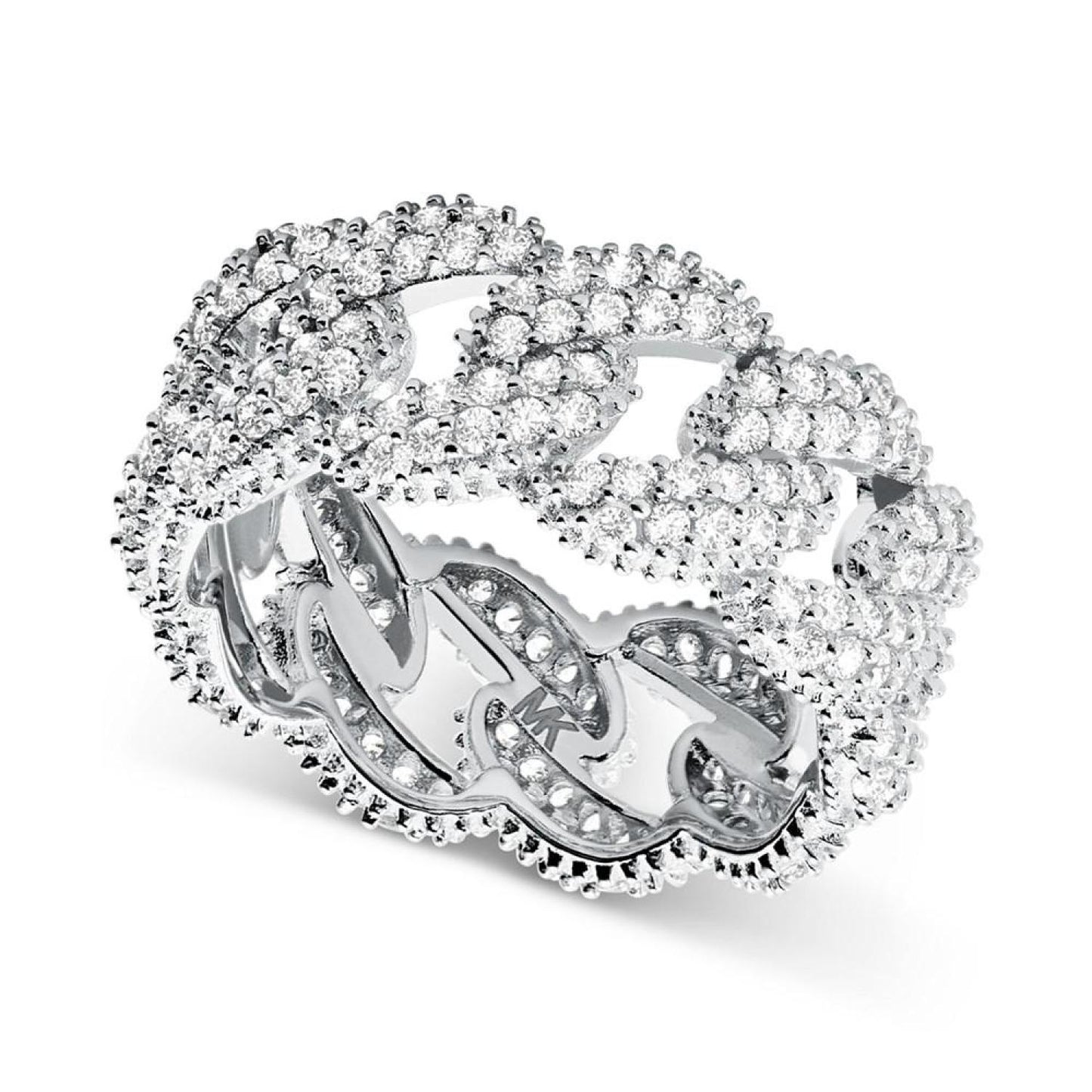 Sterling Silver Cubic Zirconia Link Statement Ring