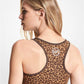 Reversible Logo and Leopard Nylon Blend Racerback Sports Bra