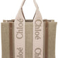 Chloé Woody Small Linen & Leather Tote