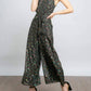 Edita Halter Metallic Clip Dot Jumpsuit In Multi