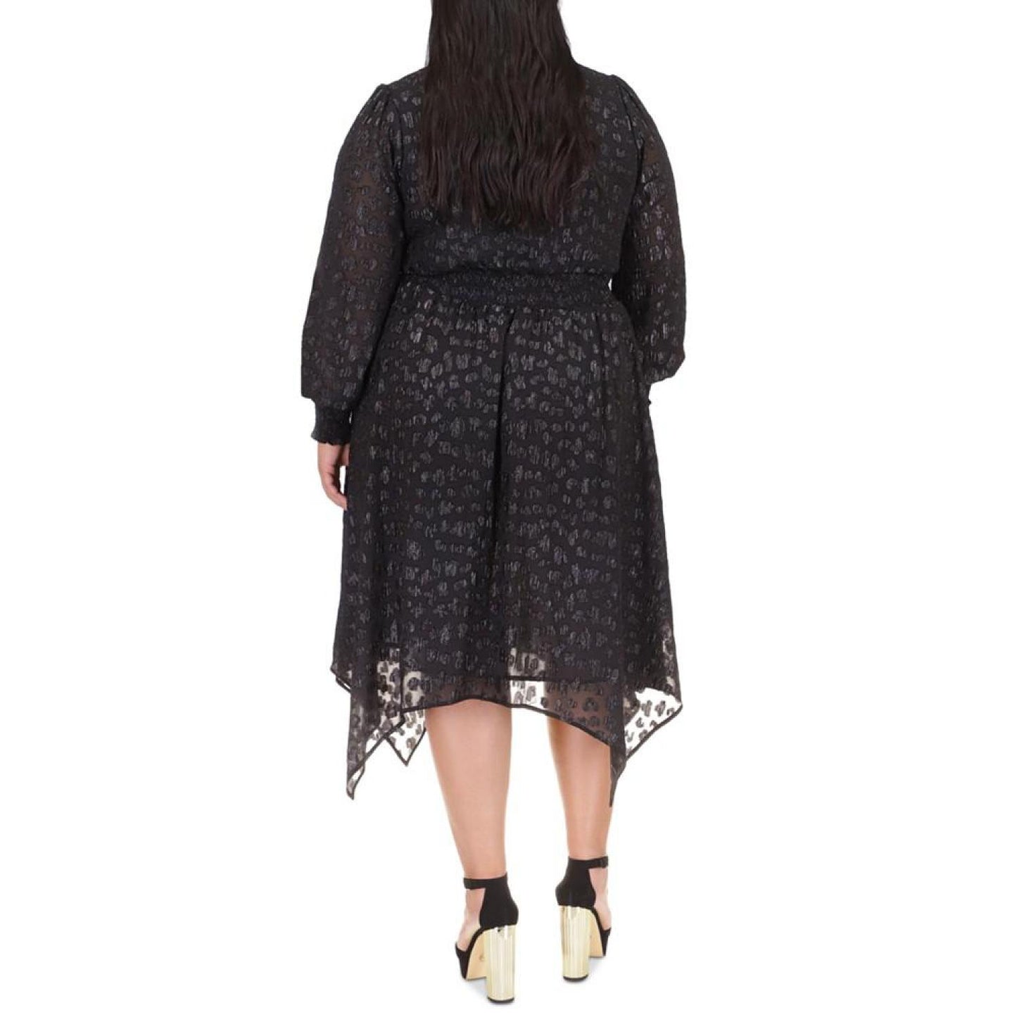Plus Size Cheetah Jacquard Midi Dress
