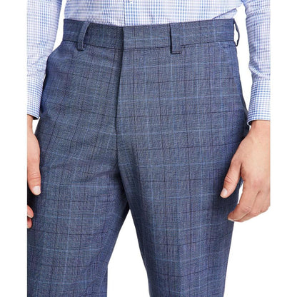 Men's Modern-Fit Plaid Wool Blend Suit Trousers