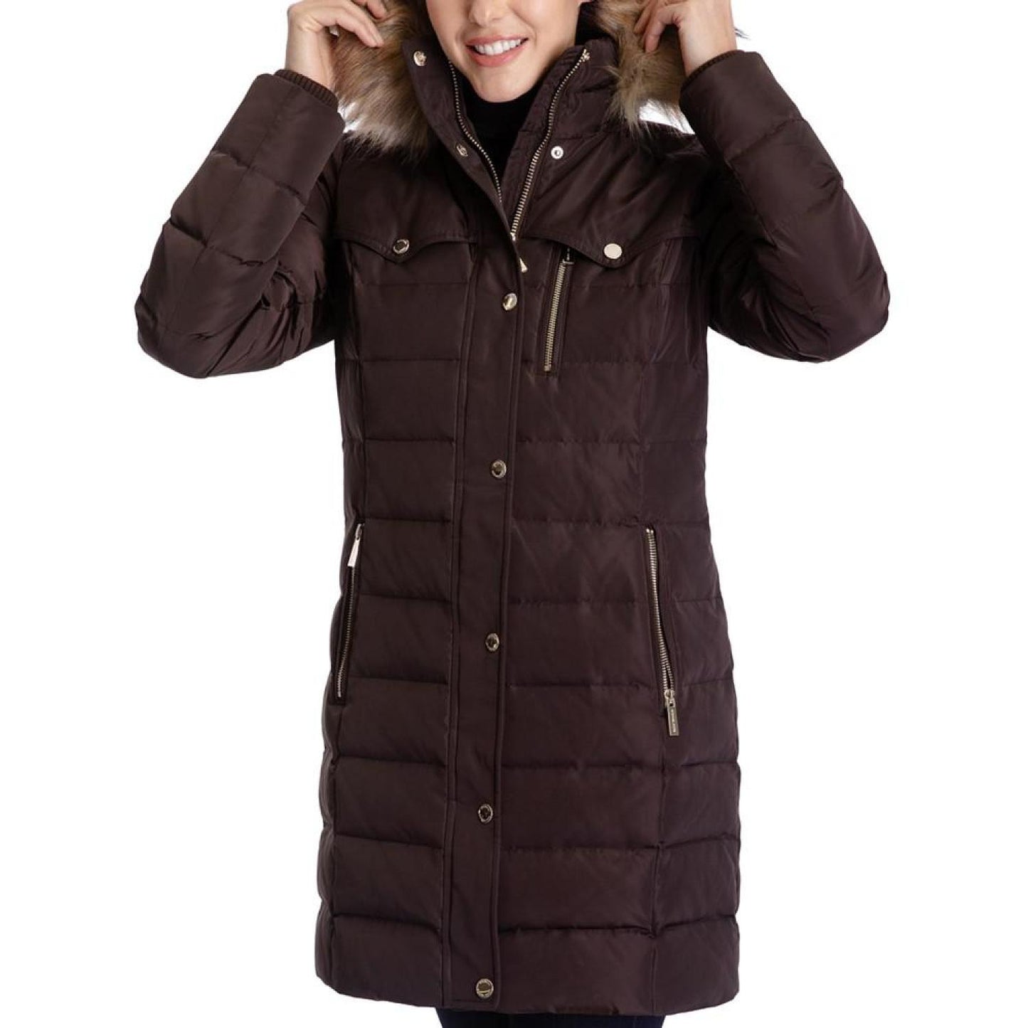 Women's Faux-Fur-Trim Hooded Puffer Coat, Created for Macy's