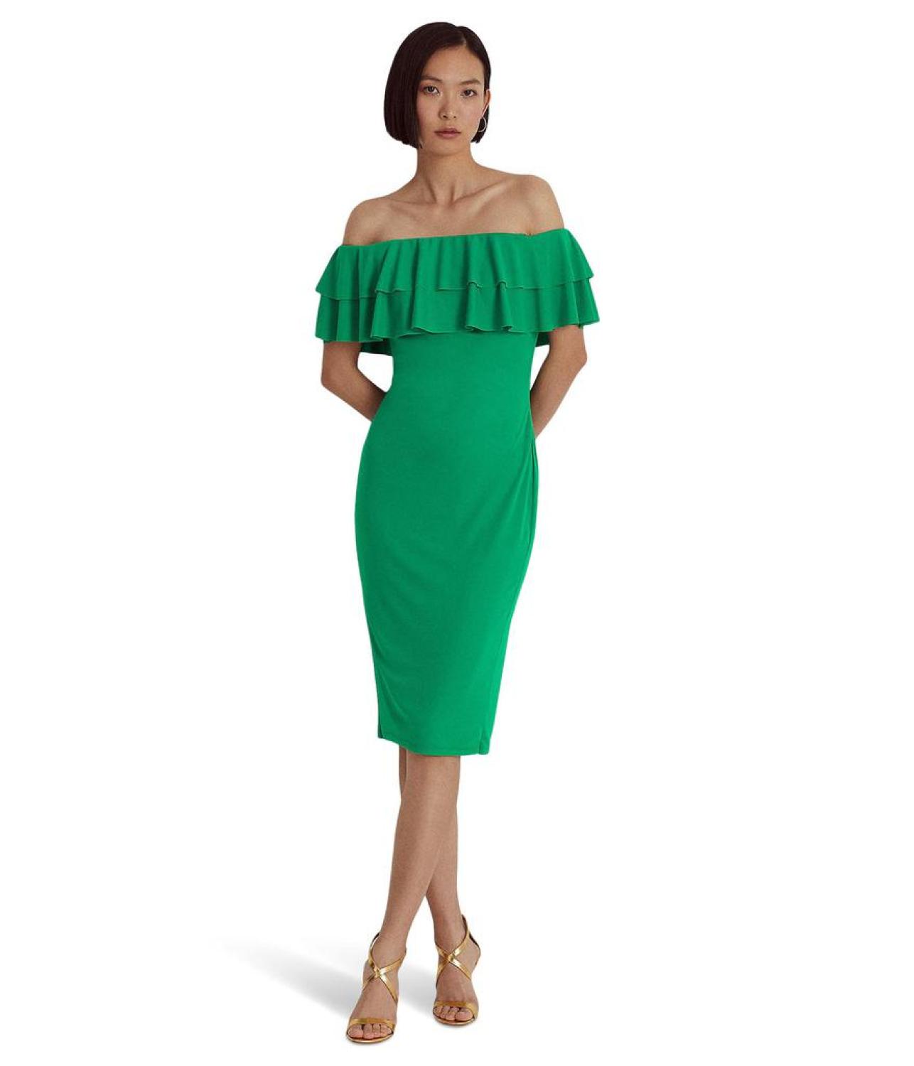 Jersey Off-the-Shoulder Cocktail Dress