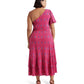 Plus Size Geo-Print Jersey One-Shoulder Dress