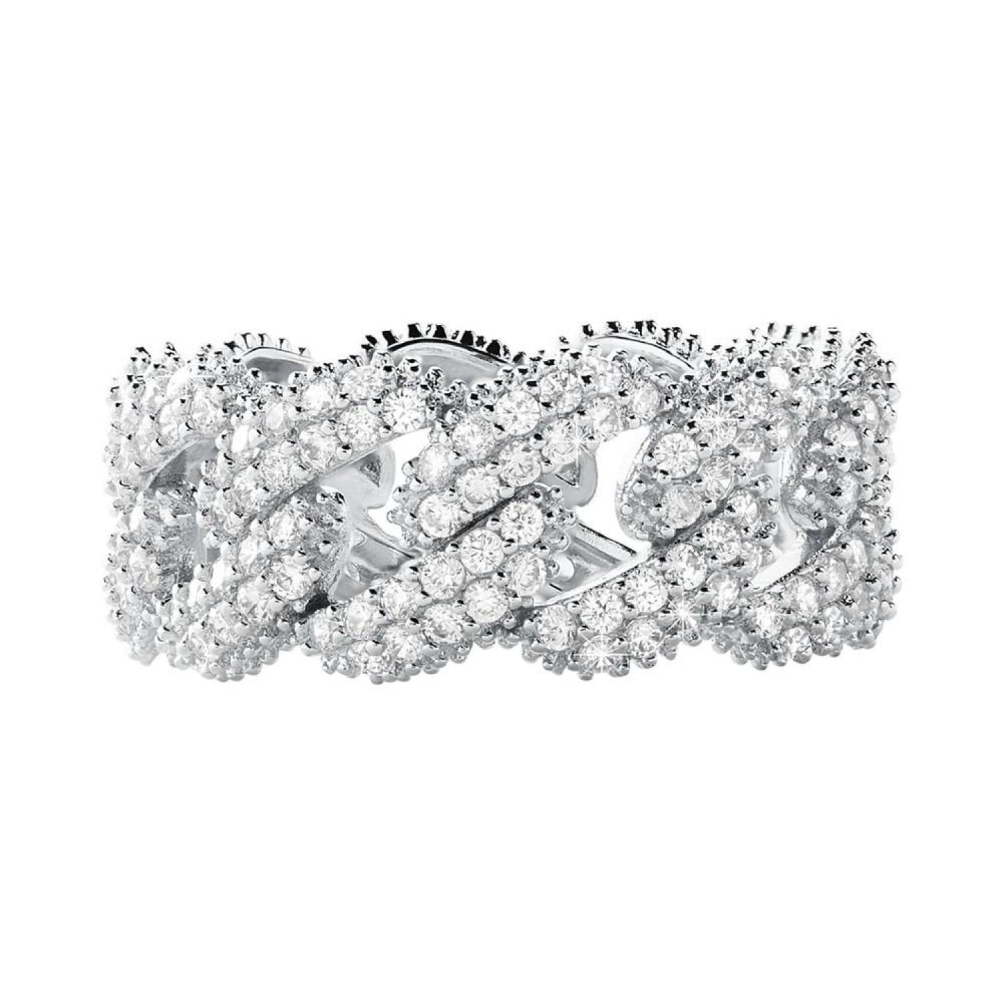 Sterling Silver Cubic Zirconia Link Statement Ring
