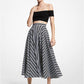 Striped Organic Silk Crepe De Chine Midi Skirt