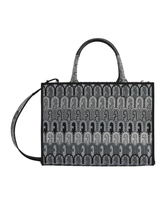 Furla Women Opportunity Tote Leather Canvas Bag Toni Grigio OS