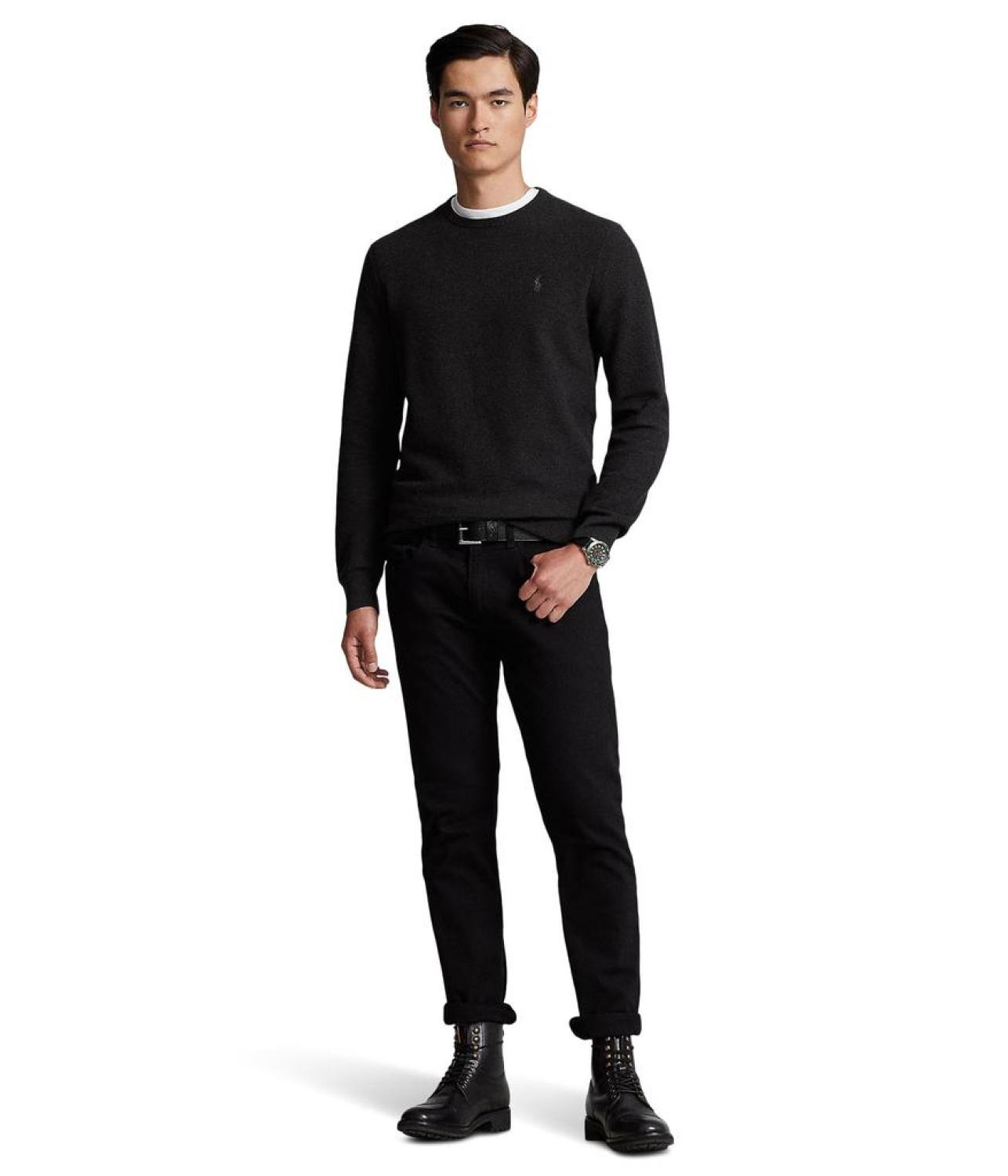 Textured Cotton Crew Neck Sweater