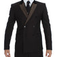 Dolce & Gabbana Elegant Brown Striped Three-Piece Tuxedo