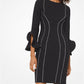 Studded Stretch-Pebble Crepe Dress