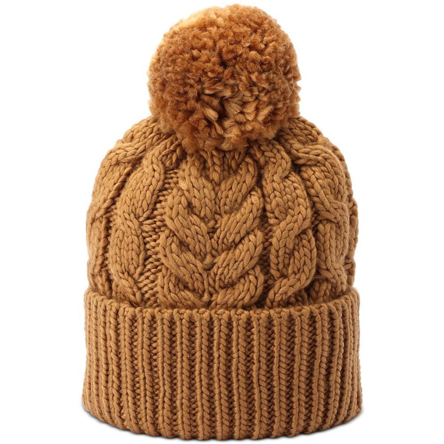 Women's Moving Cables Cuffed Pom Pom Hat