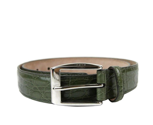 Gucci Men's Crocodile Classic Square Buckle Belt