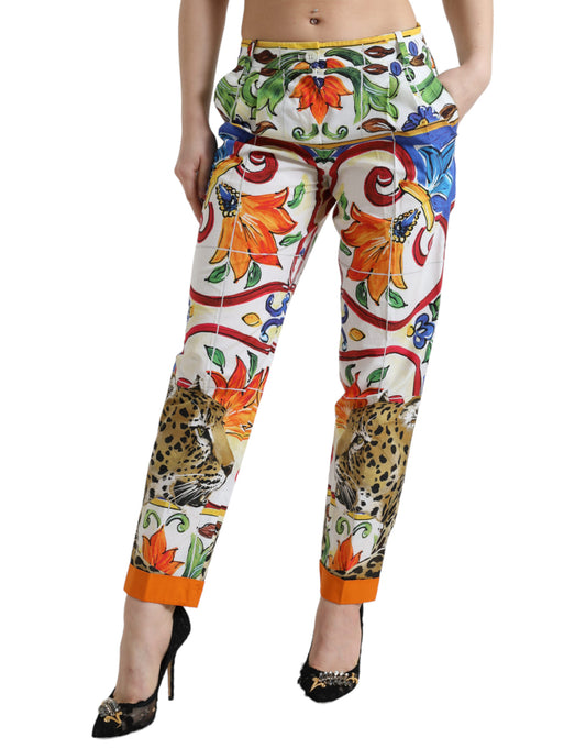 Dolce & Gabbana Majolica Print Tapered Cotton Pants