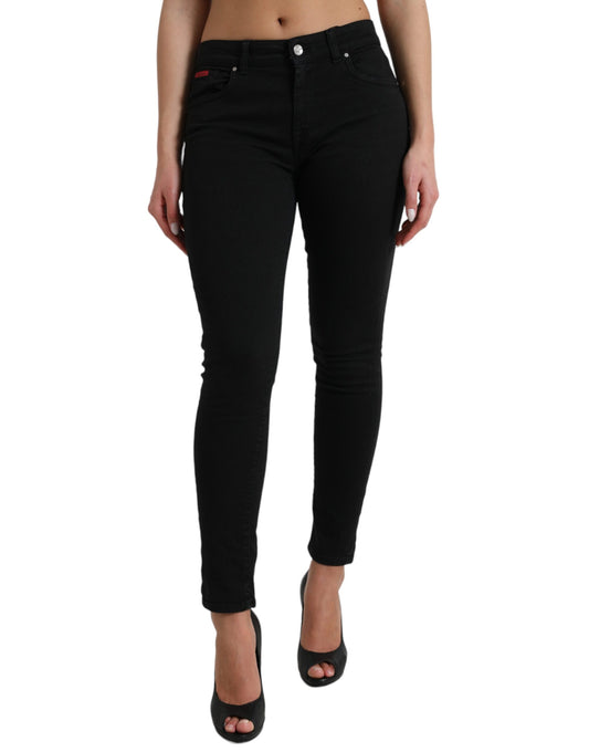 Dolce & Gabbana Elegant Mid Waist Black Skinny Jeans