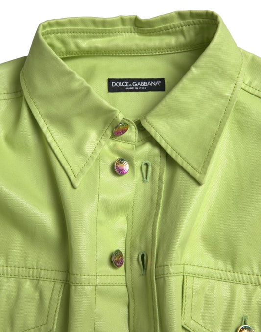 Dolce & Gabbana Elegant Light Green Cotton Button Down Shirt