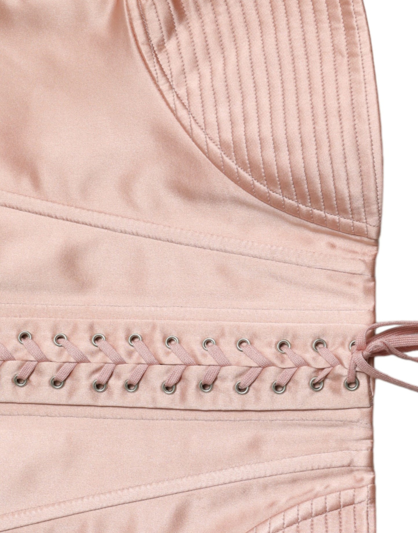 Dolce & Gabbana Elegant Pink Lace-Up Corset Belt