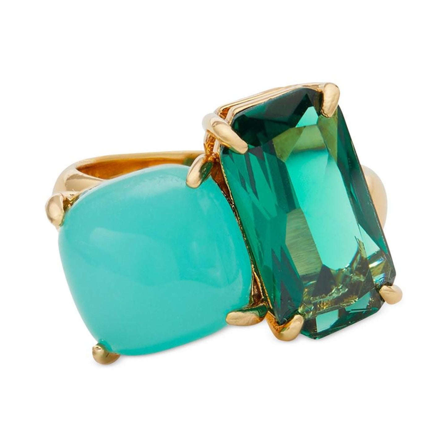 Gold-Tone Double Crystal Statement Ring