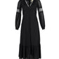 Michael Michael Kors Lace-Trimmed Midi Dress in Black Silk
