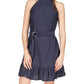Womens Belted Mini Fit & Flare Dress