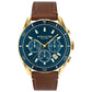 Men's Preston Chronograph Saddle Leather Strap Watch 44mm