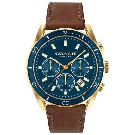 Men's Preston Chronograph Saddle Leather Strap Watch 44mm