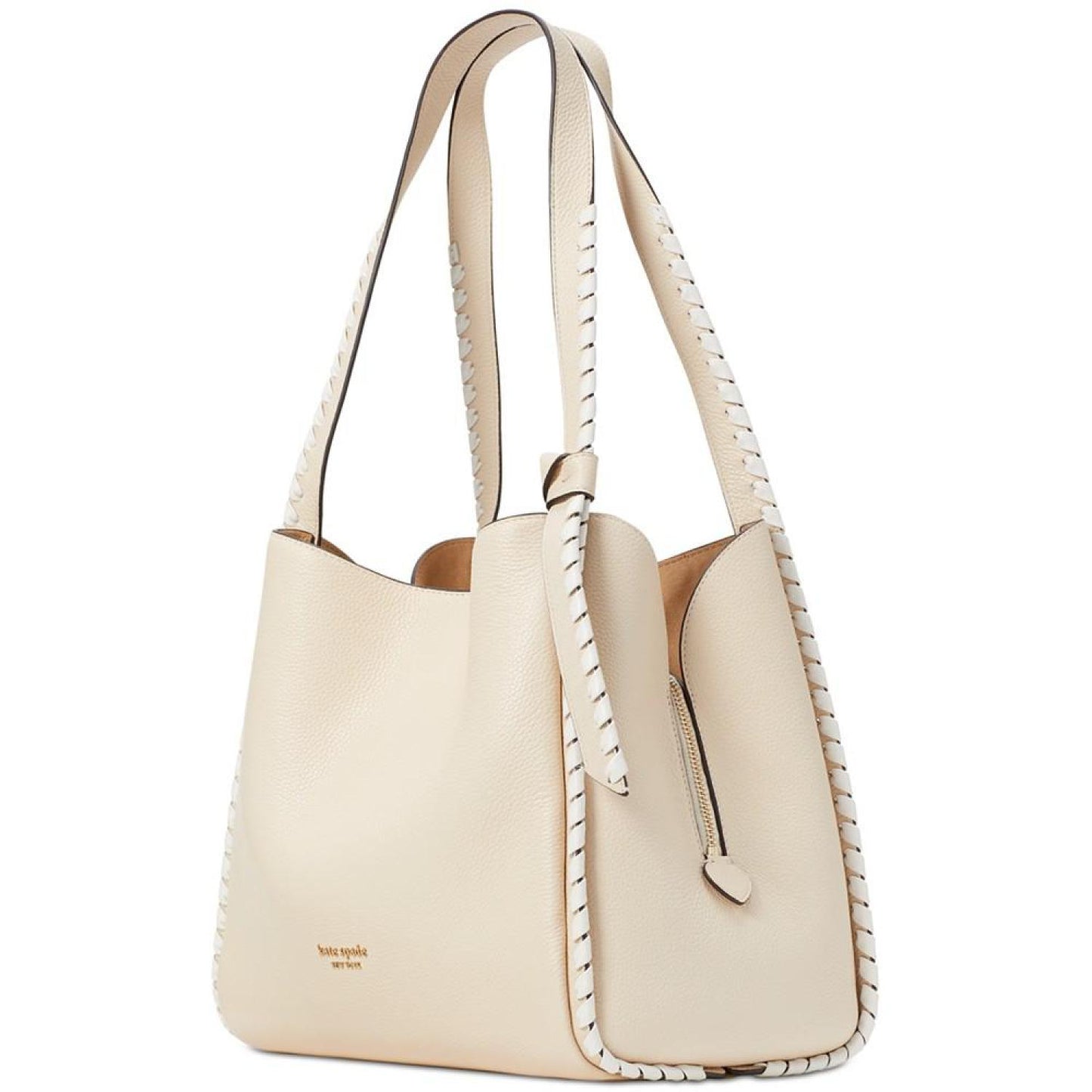 Knott Whipstitched Pebbled Leather Shoulder Bag
