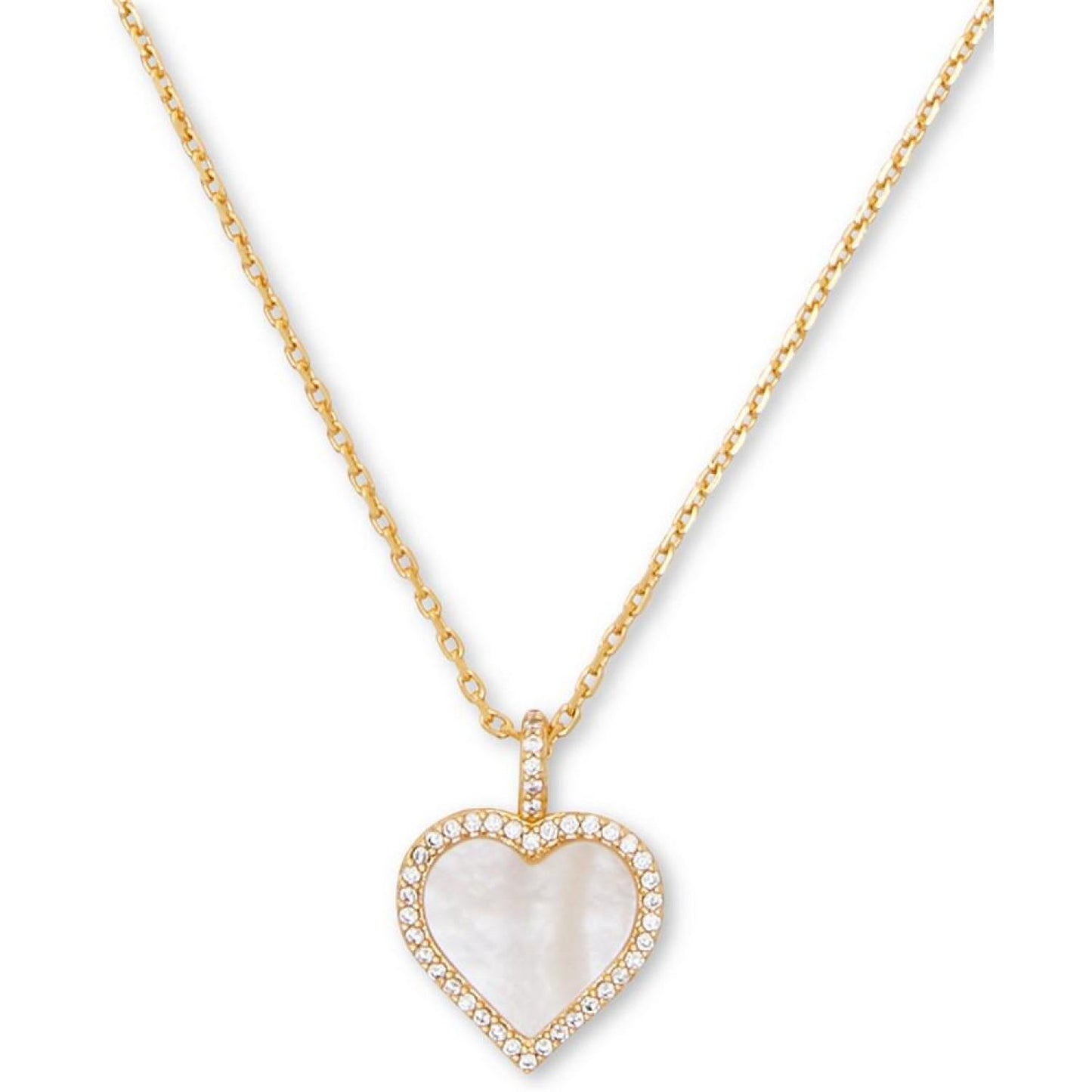 Gold-Tone Mother-of-Pearl Heart Pendant Necklace, 18" + 3" extender