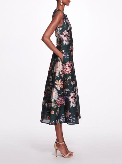 Floral Fil CoupÃ Tea-length Gown