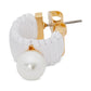 Francesca Gold-Tone Imitation Pearl & Raffia Mini Hoop Earrings