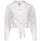 Women's Poplin Tie-Front Button-Down Cotton Shirt, Regular & Petite