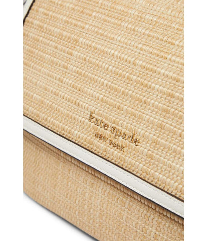 Hudson Woven Straw Medium Convertible Flap Shoulder Bag