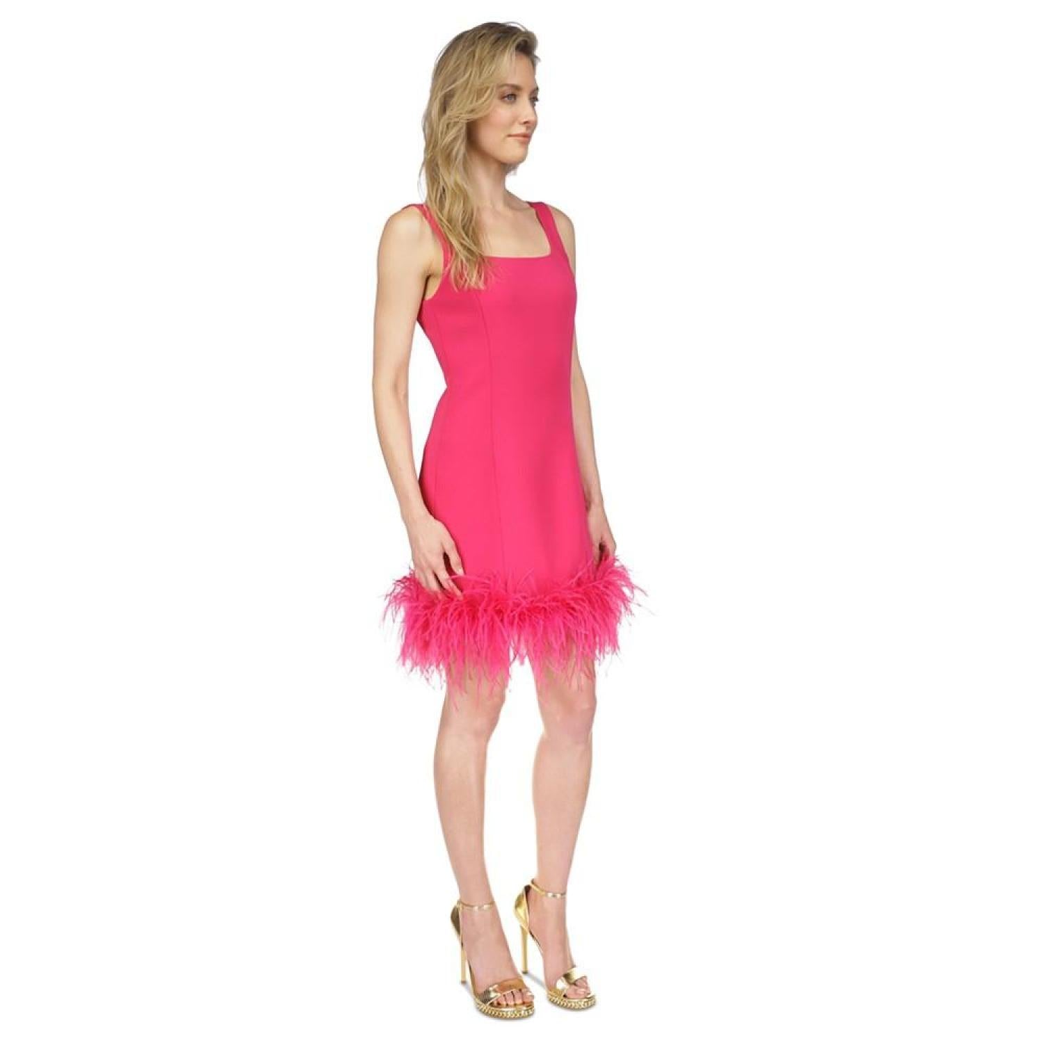 Women's Feather-Trim Mini Dress