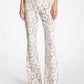 Cotton Blend Floral Lace Flared Trousers