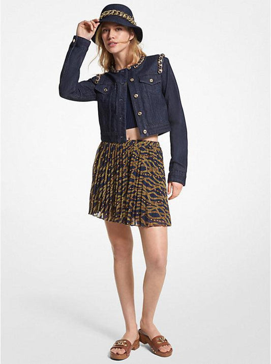 Status Print Georgette Pleated Skirt