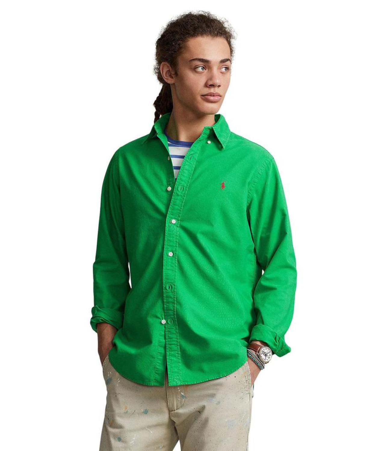 Classic Fit Long Sleeve Garment Dyed Oxford Shirt