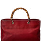 Gucci Red Leather Medium Bamboo Shopper Tote (Authentic Pre-Owned)