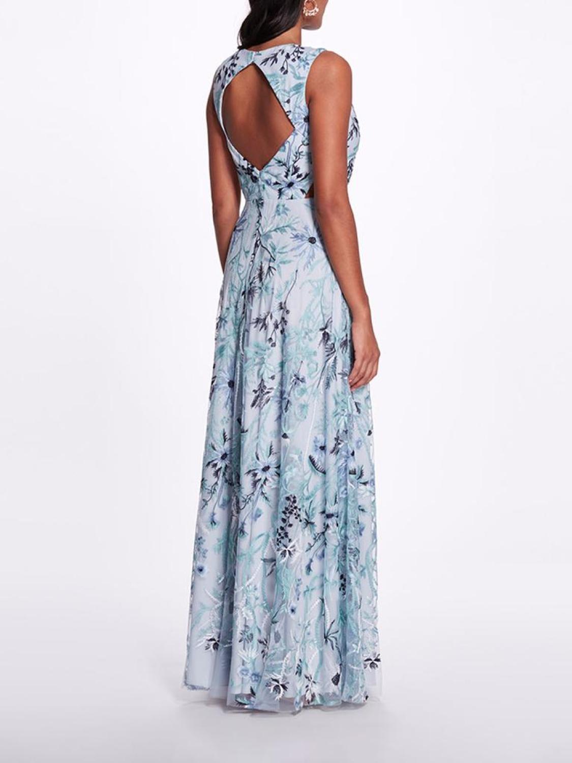 Keyhole Back Floral Gown