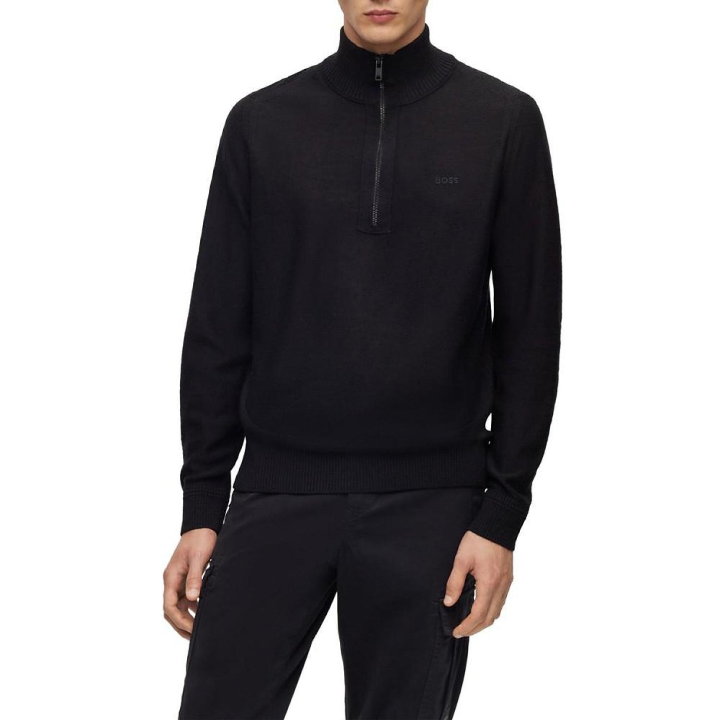 Men's Zip-Neck Logo Detail Sweater