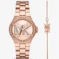 Lennox Pavé Logo Rose Gold-Tone Watch and Bracelet Set