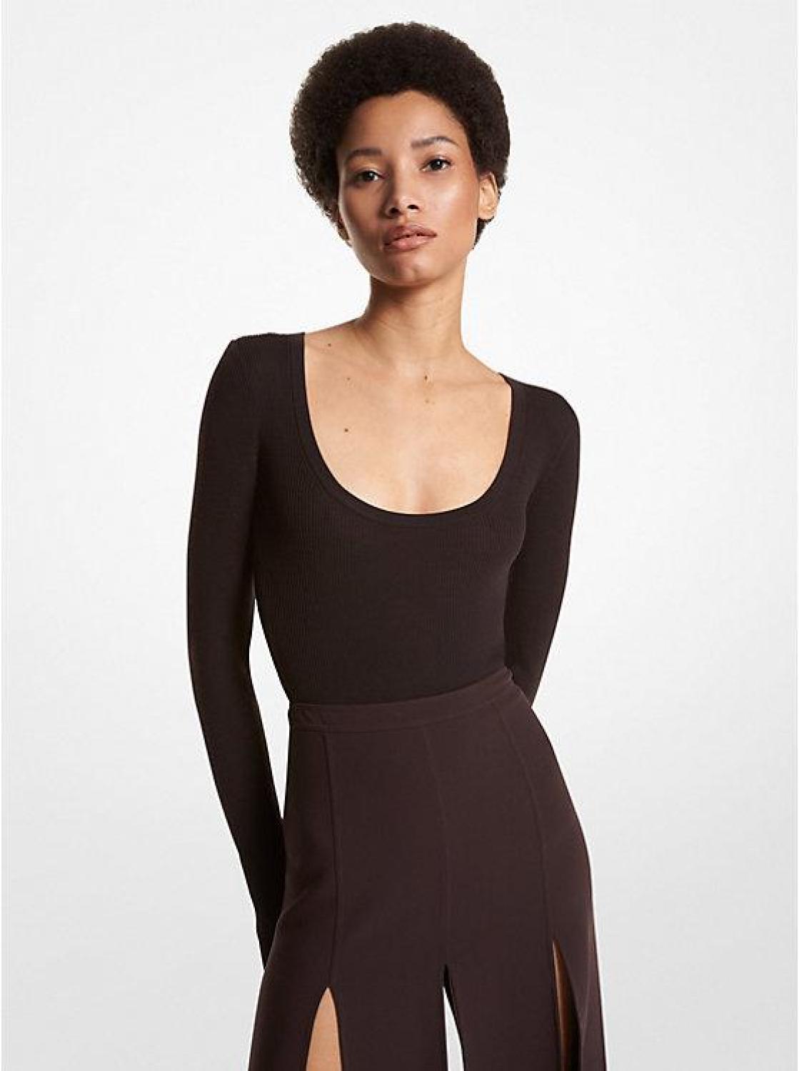 Ribbed Wool Blend Bodysuit