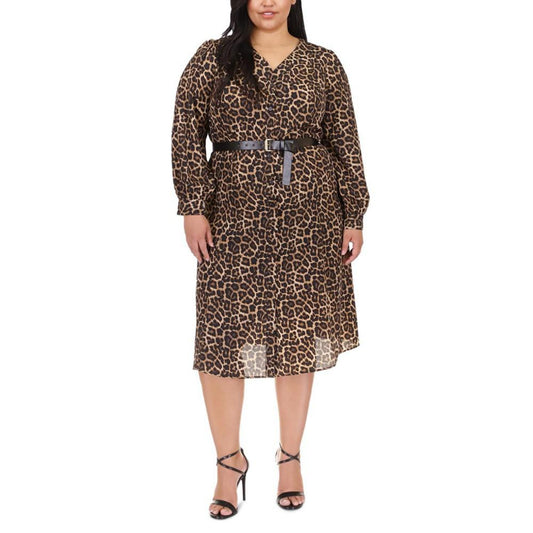 Plus Size Kate Animal-Print Belted Dress