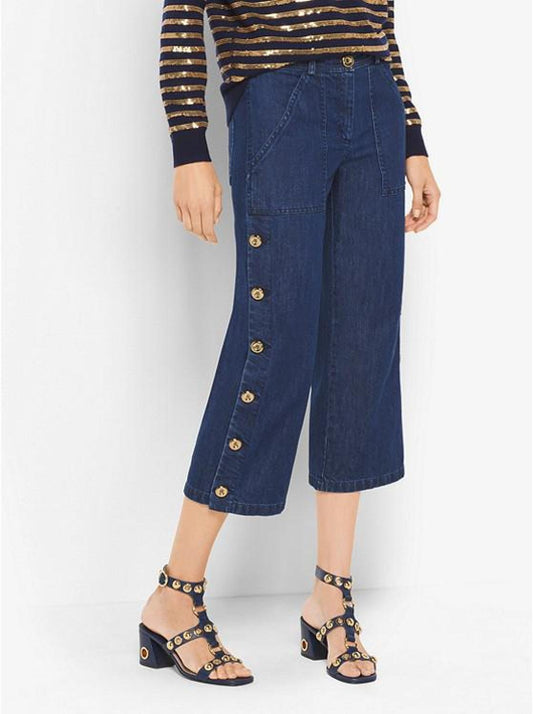Button Denim Cargo Culottes