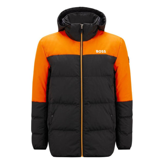 Water-repellent down jacket with logo details